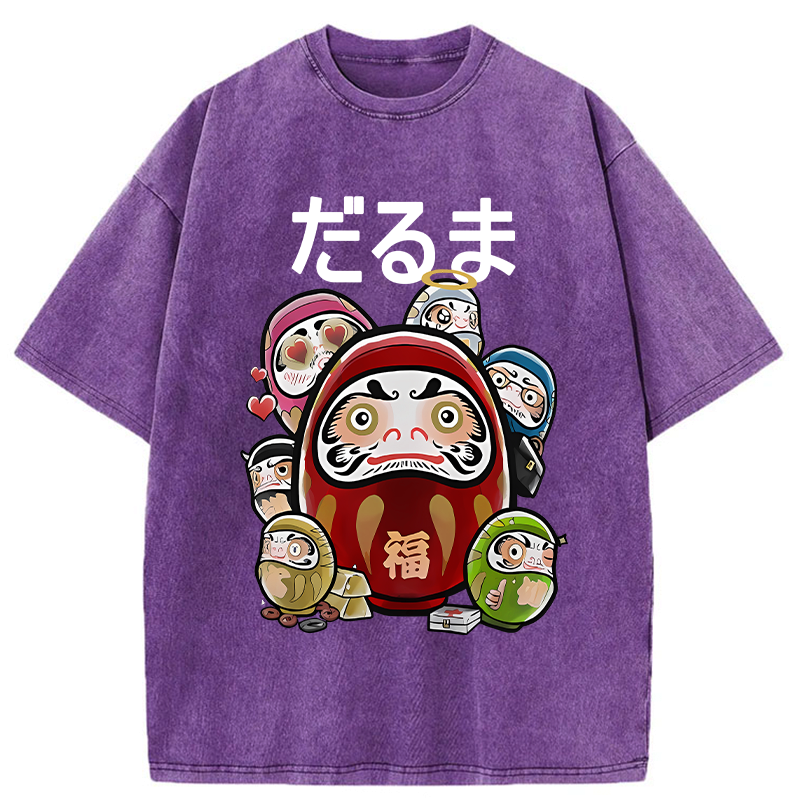 japanese daruma dolls washed t-shirt