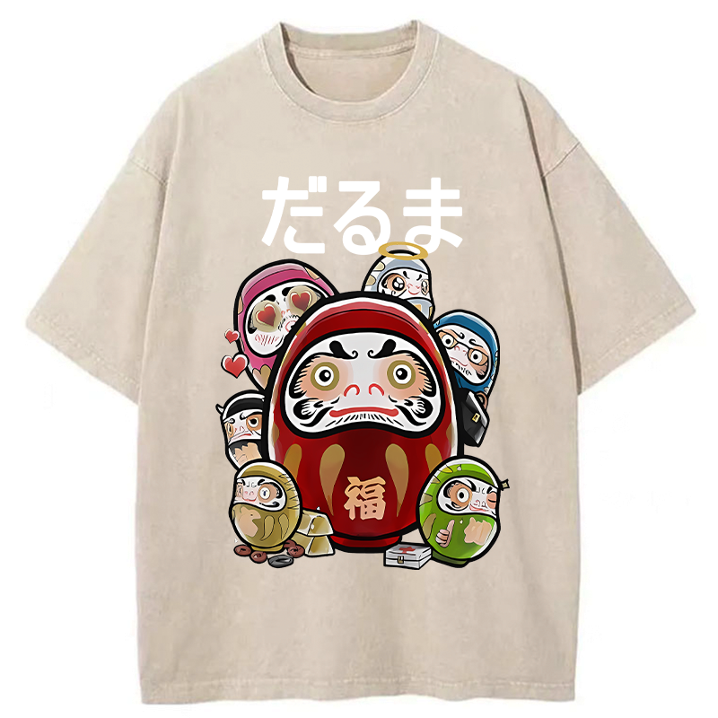 japanese daruma dolls washed t-shirt