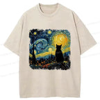 Retro Japanese Cat T-Shirt for Summer Vacation