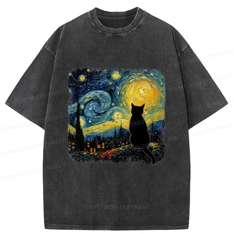 Retro Japanese Cat T-Shirt for Summer Vacation