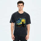 Starry Night Cat T-Shirt Streetwear Gift Idea