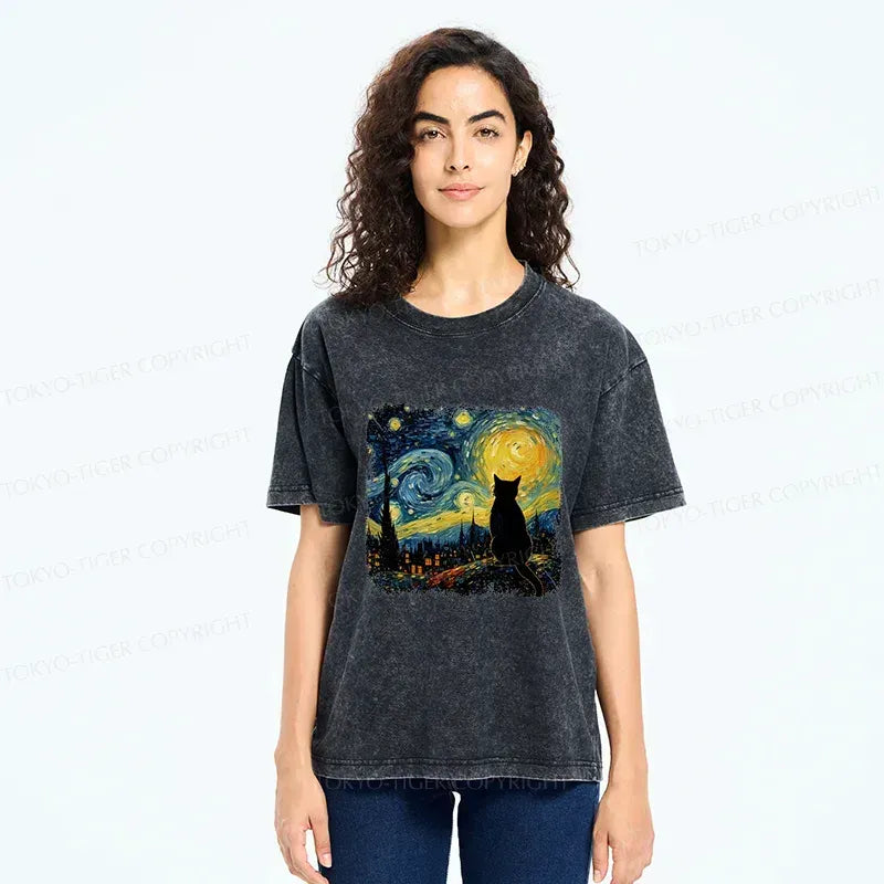 Retro Japanese Cat T-Shirt for Summer Vacation
