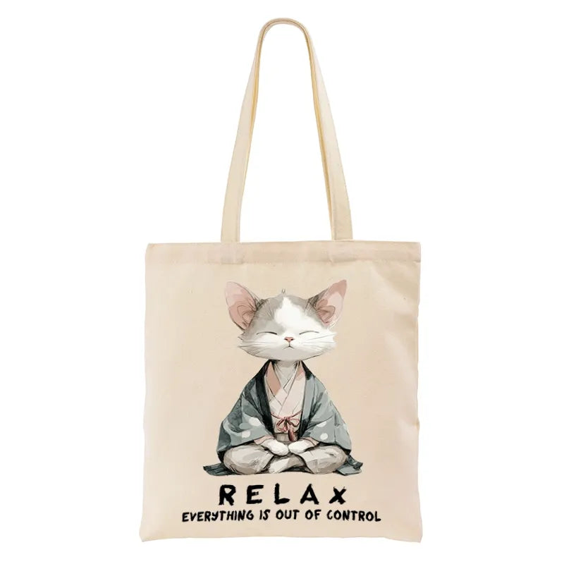 Kyoto-Lion Zen Cat Relaxation, Everything's Out Of Control Tote Bag