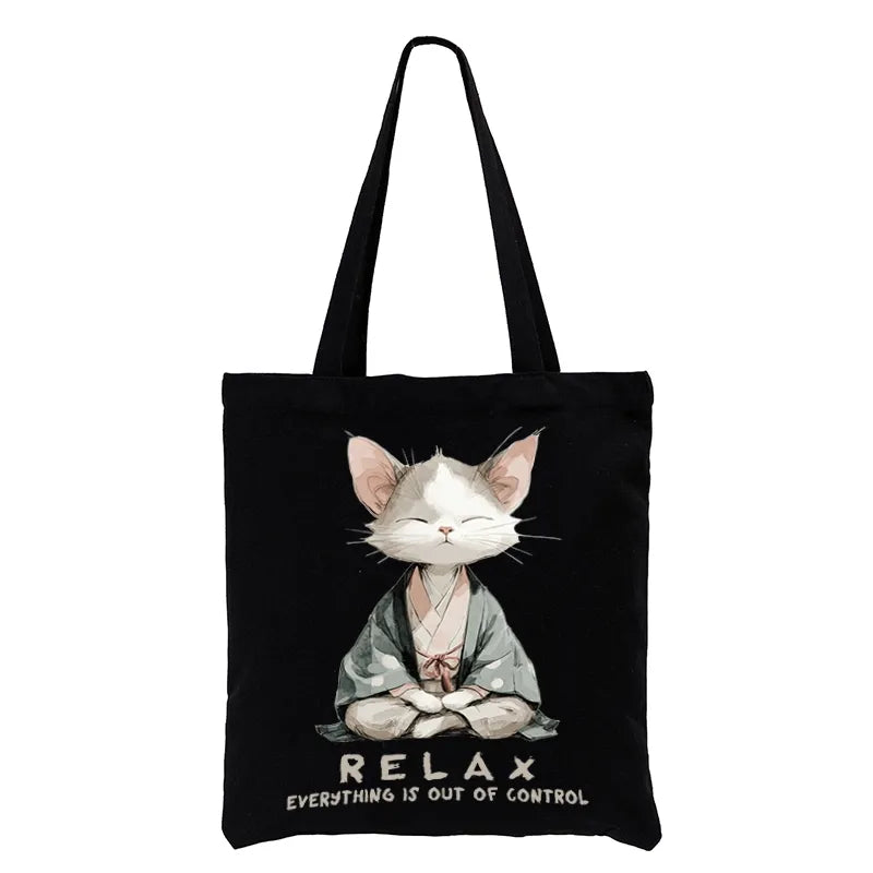 Kyoto-Lion Zen Cat Relaxation, Everything's Out Of Control Tote Bag