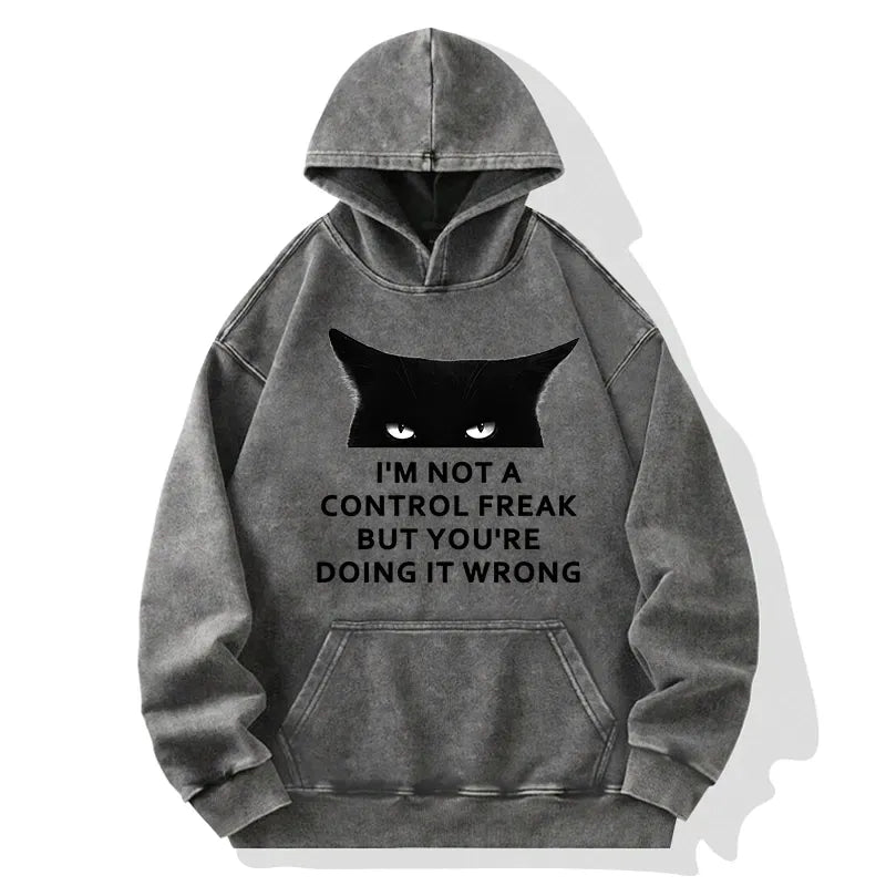 Japanese Funny Washed Hoodie for Daily Wear