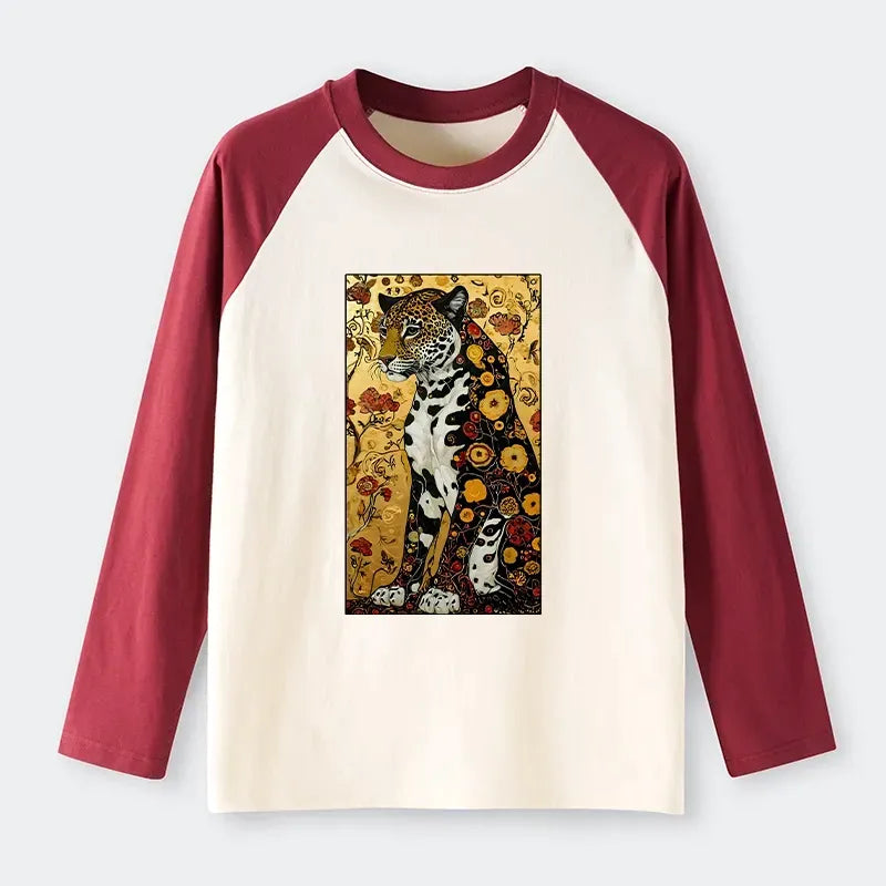 Kyoto-Lion Magnificent Leopard Raglan Long Sleeve T-shirt