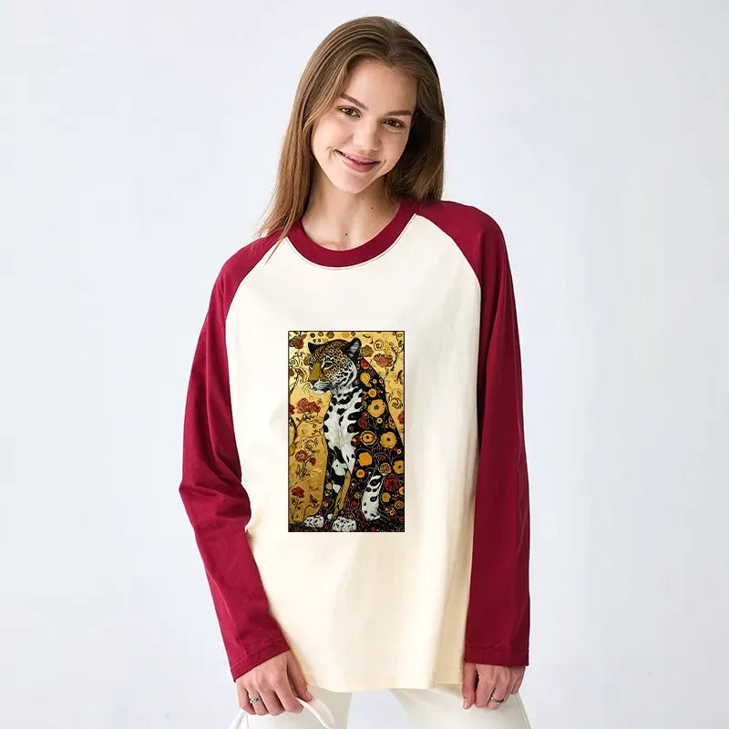 Vintage Leopard Raglan Tee for Streetwear