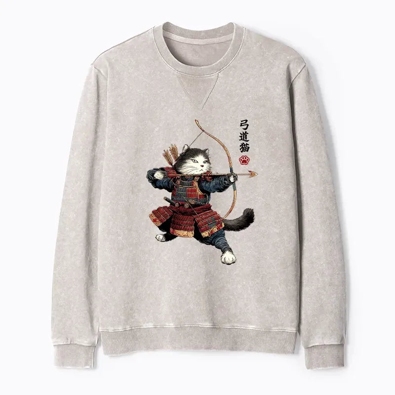 Samurai Cat Sweatshirt for Street Style Trendy