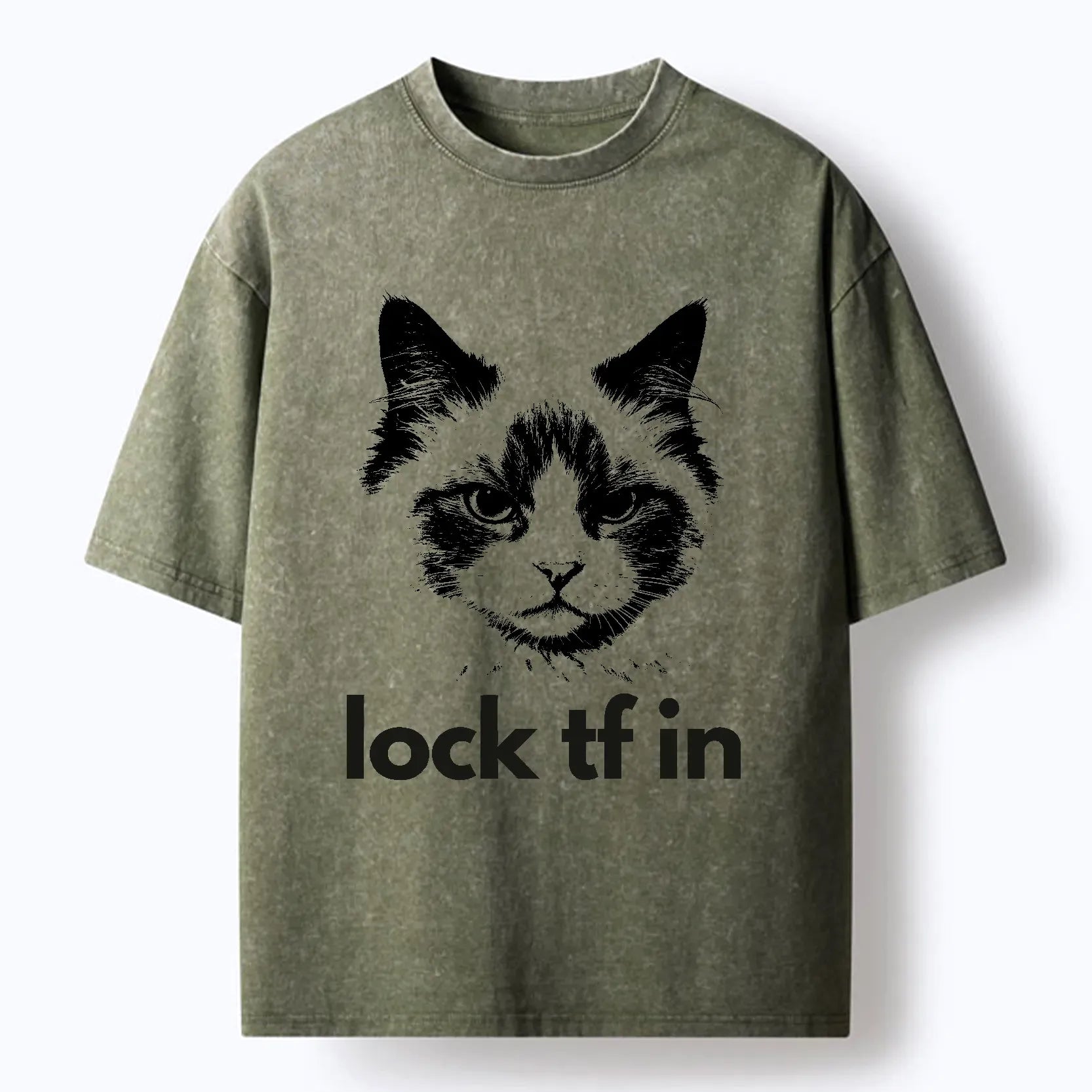 Kyoto-Lion Lock In Cat Washed T-Shirt
