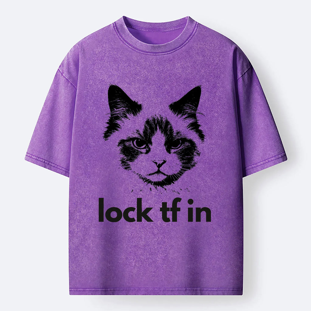 Kyoto-Lion Lock In Cat Washed T-Shirt