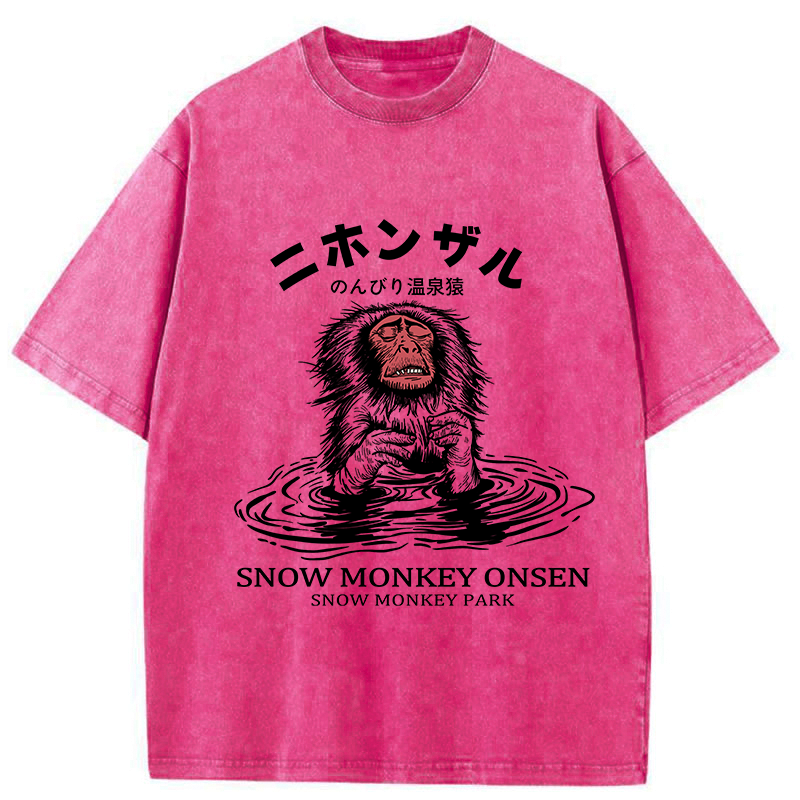 washed japanese monkey t shirt for daily wear