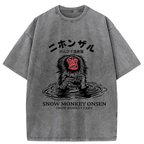 Kyoto-Lion Relaxed Hot Spring Monkey Washed T-Shirt