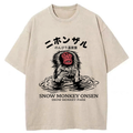 washed japanese monkey t shirt for daily wear