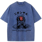 Kyoto-Lion Relaxed Hot Spring Monkey Washed T-Shirt