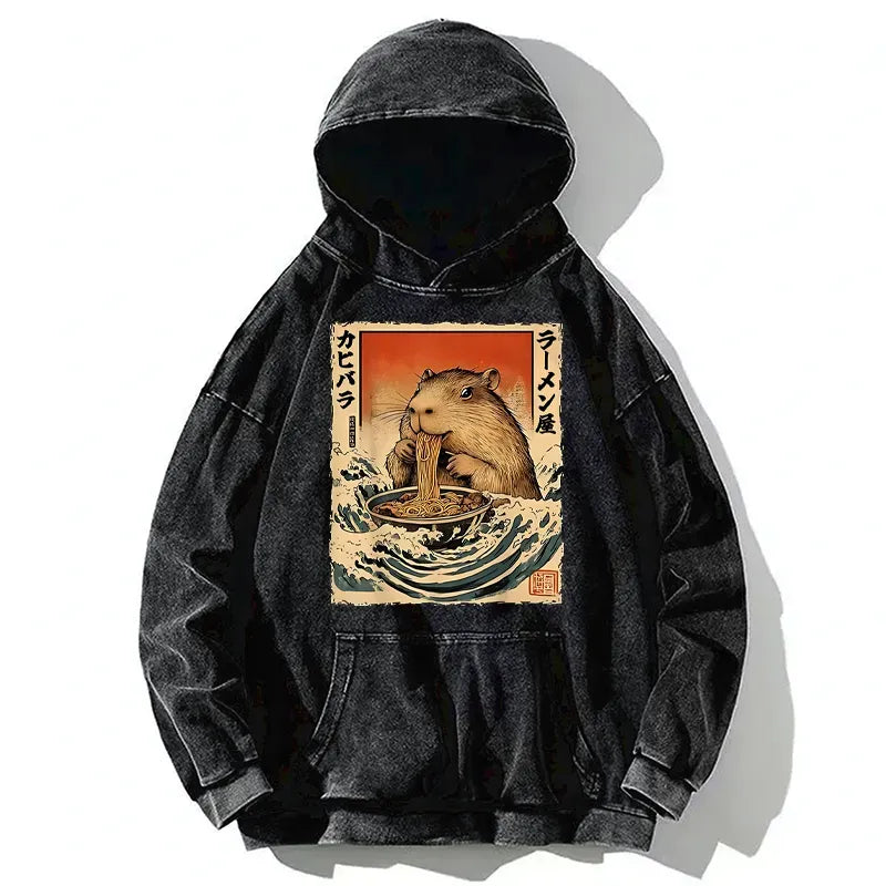 Japanese vintage hamster eating ramen hoodie