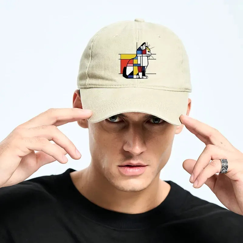 Vintage geometric cat cap trendy