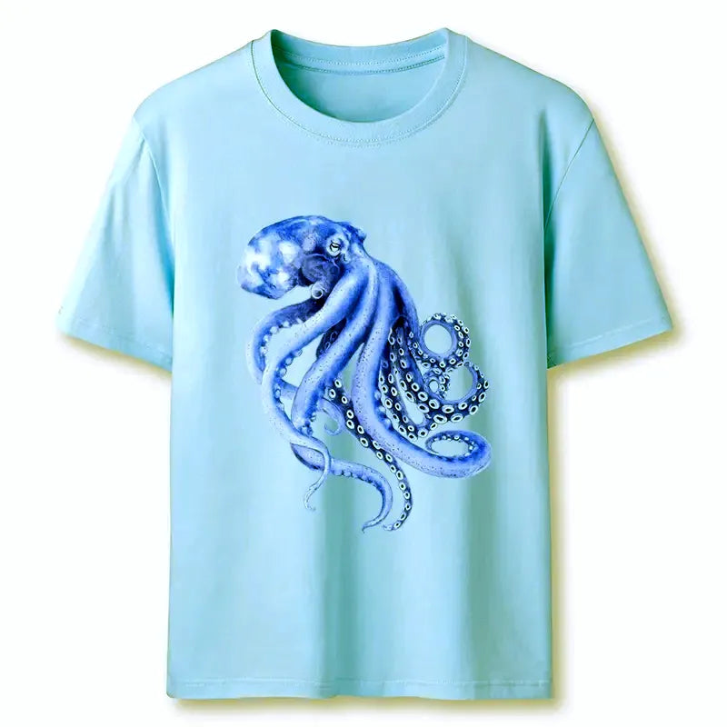 Kyoto-Lion Retro Blue Octopus Classic T-Shirt