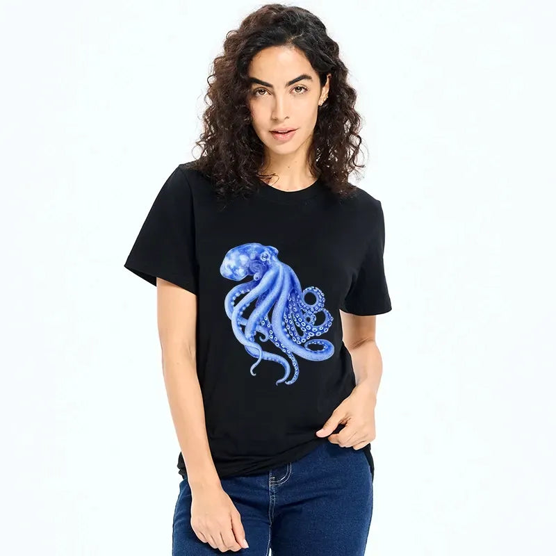Kyoto-Lion Retro Blue Octopus Classic T-Shirt