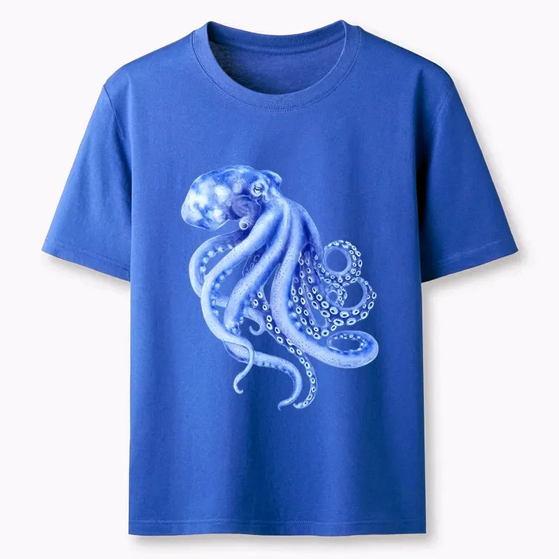 Kyoto-Lion Retro Blue Octopus Classic T-Shirt