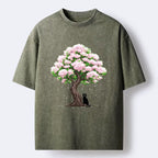 Japanese Sakura Cat T-Shirt for Summer