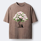 Japanese Sakura Cat T-Shirt for Summer