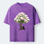 Kyoto-Lion Sakura And Cat Washed T-Shirt