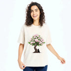 Kyoto-Lion Sakura And Cat Washed T-Shirt