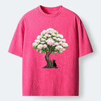 Kyoto-Lion Sakura And Cat Washed T-Shirt