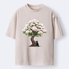 Japanese Sakura Cat T-Shirt for Summer