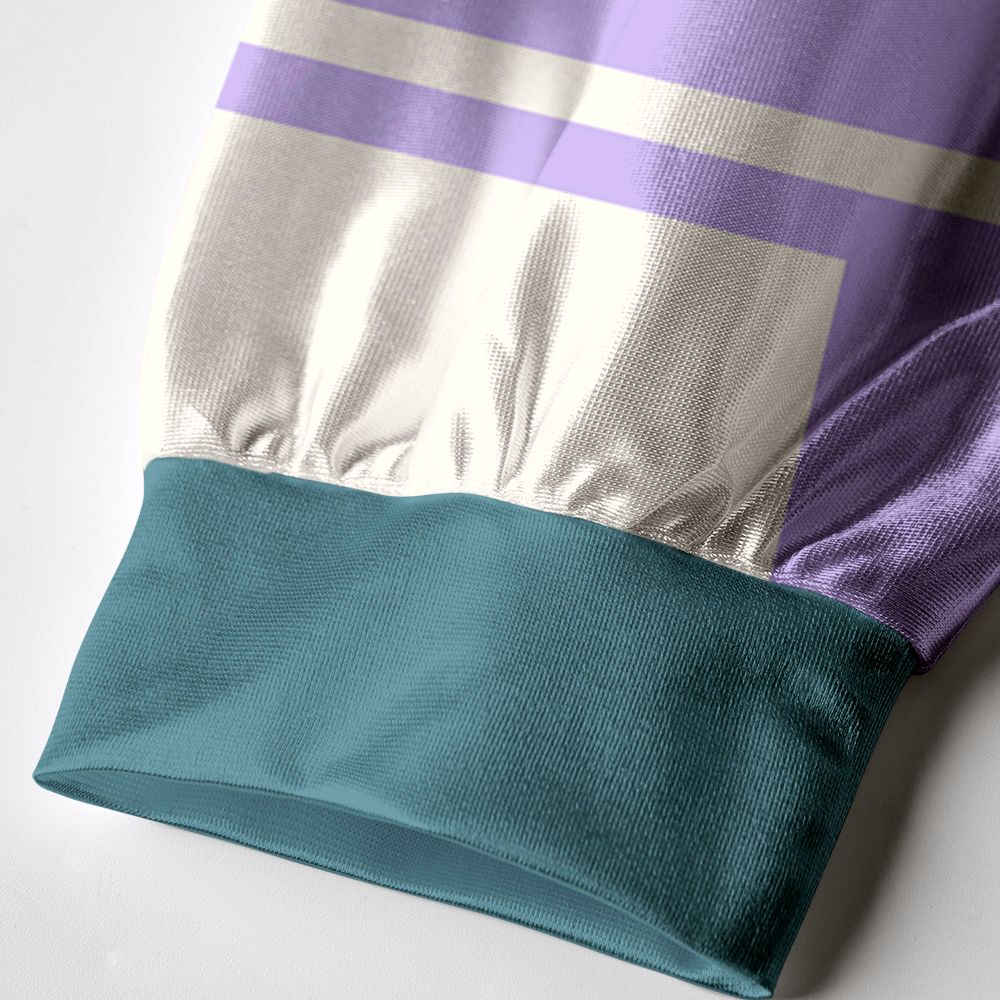 Kyoto-Lion Sleeping Kittens Among Purple Blooms Paneled Long Sleeve Jersey