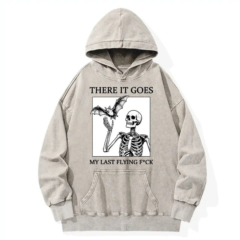 Kyoto-Lion Funny Skeleton Bat Meme Washed Hoodie