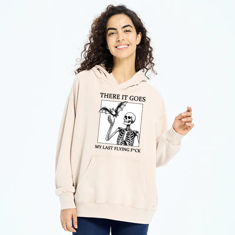 Kyoto-Lion Funny Skeleton Bat Meme Washed Hoodie