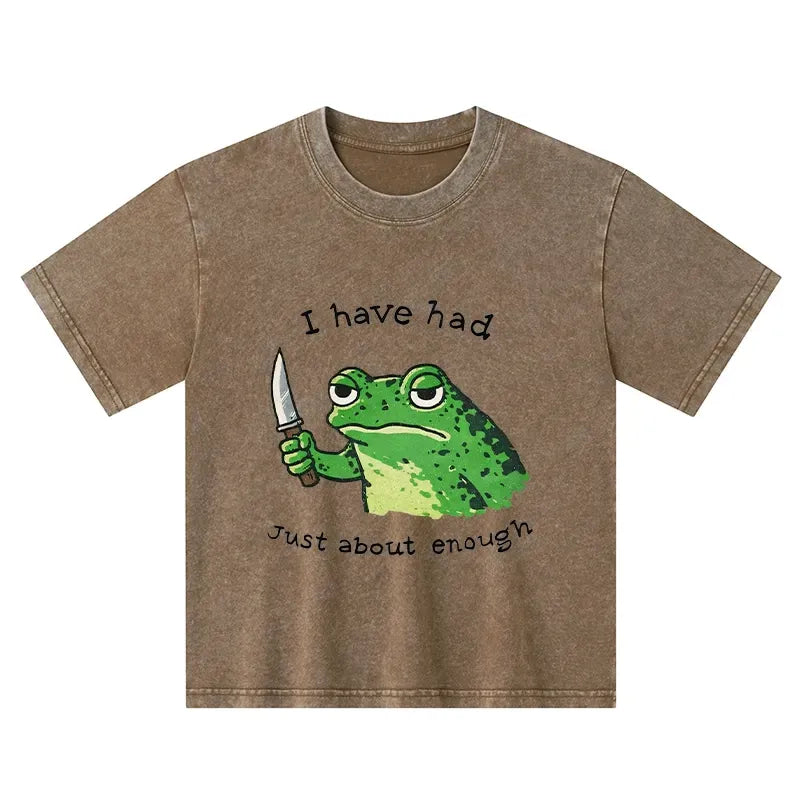 Kyoto-Lion Impatient Frog Kids Washed T-Shirt