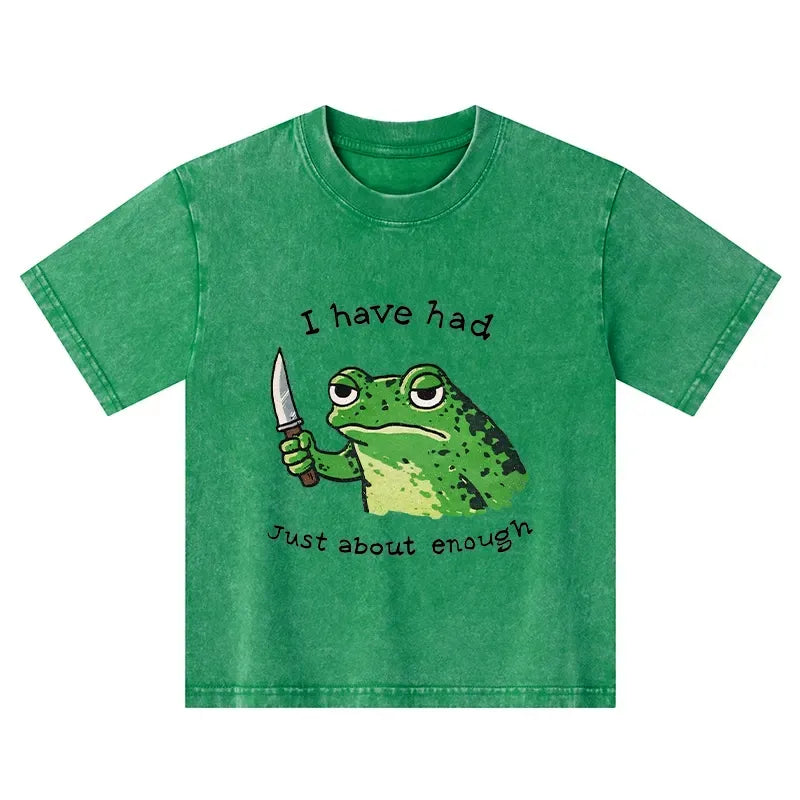 Washed Frog T-Shirt for Summer Vacation