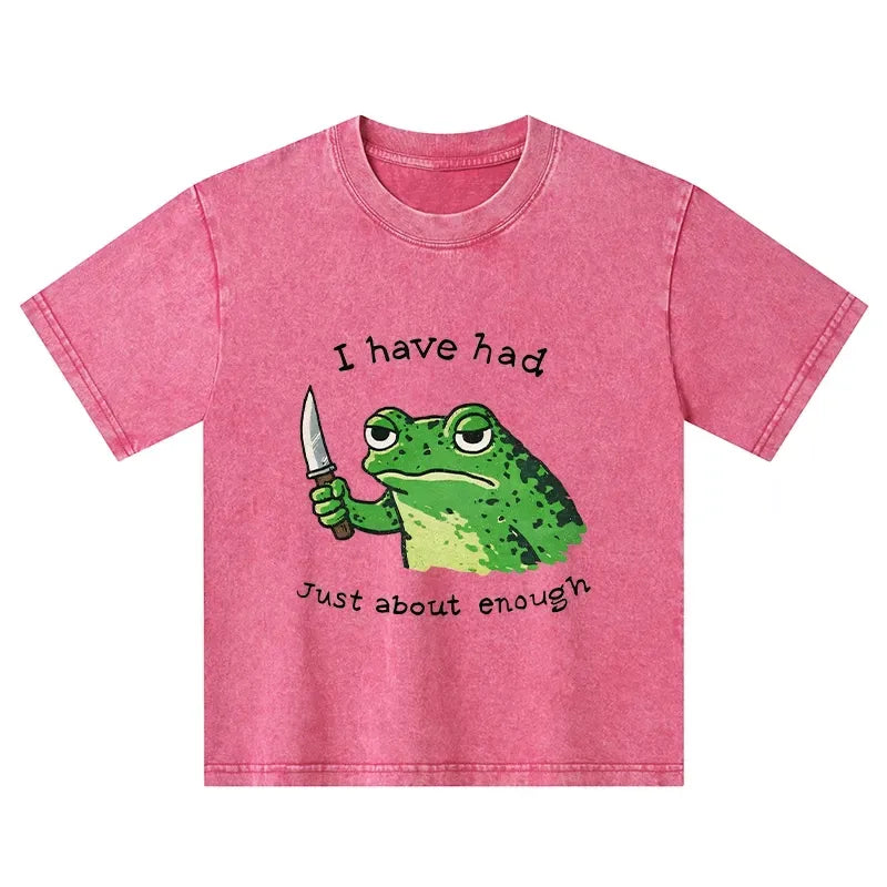 Washed Frog T-Shirt for Summer Vacation