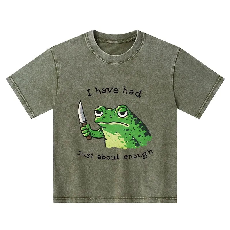 Washed Frog T-Shirt for Summer Vacation