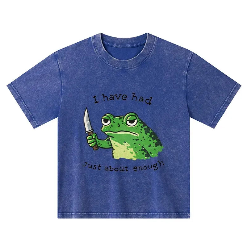 Washed Frog T-Shirt for Summer Vacation