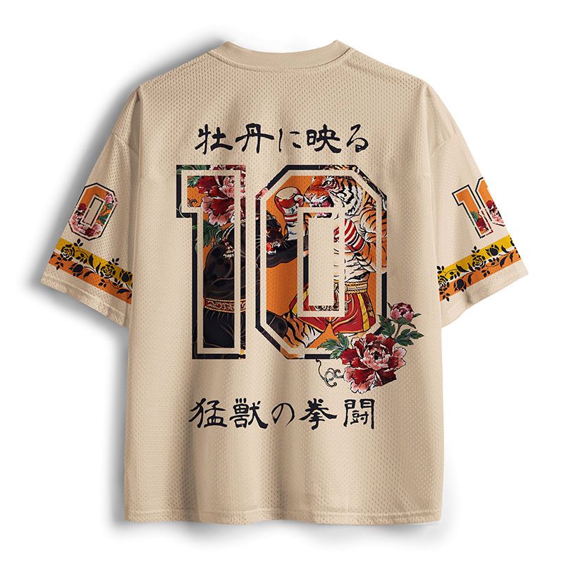 Kyoto-Lion Muay Thai Battle Of Tiger And Black Panther Mesh Jersey