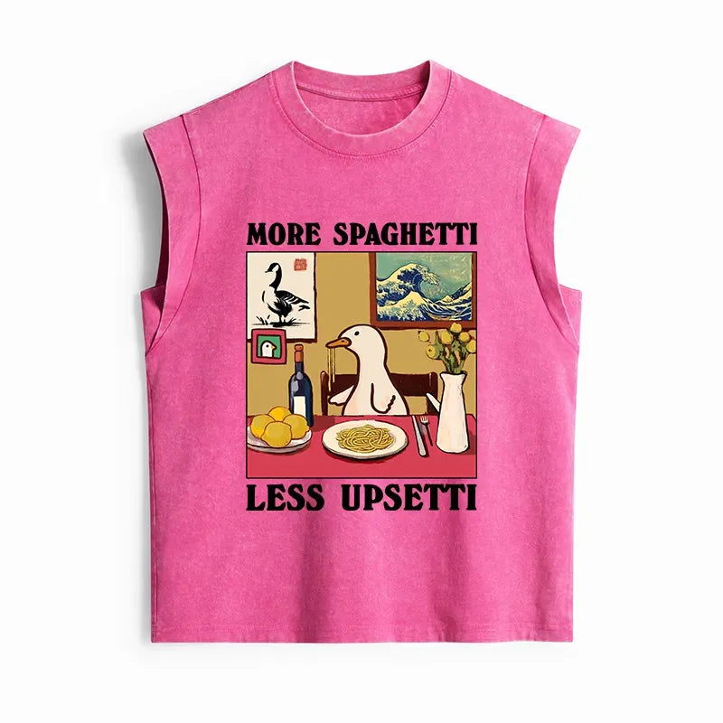 Kyoto-Lion More Spaghetti Less Upsetti Goose Women's Washed Tank Tops