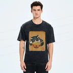 japanese retro cat tshirt on sale