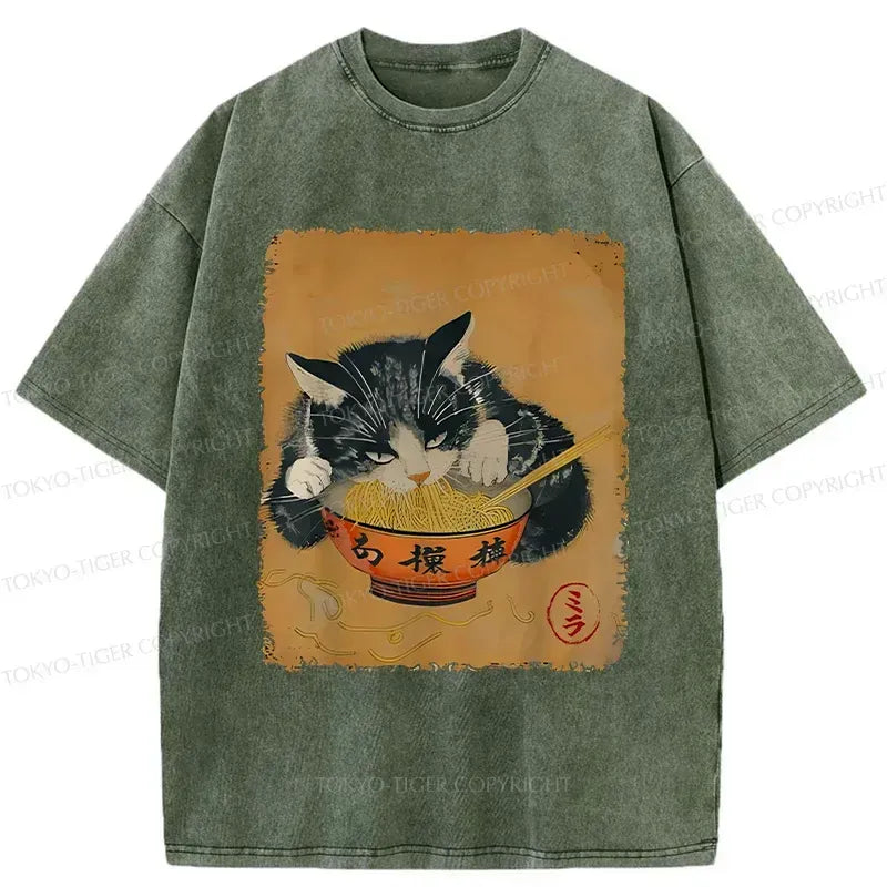 japanese retro cat tshirt on sale