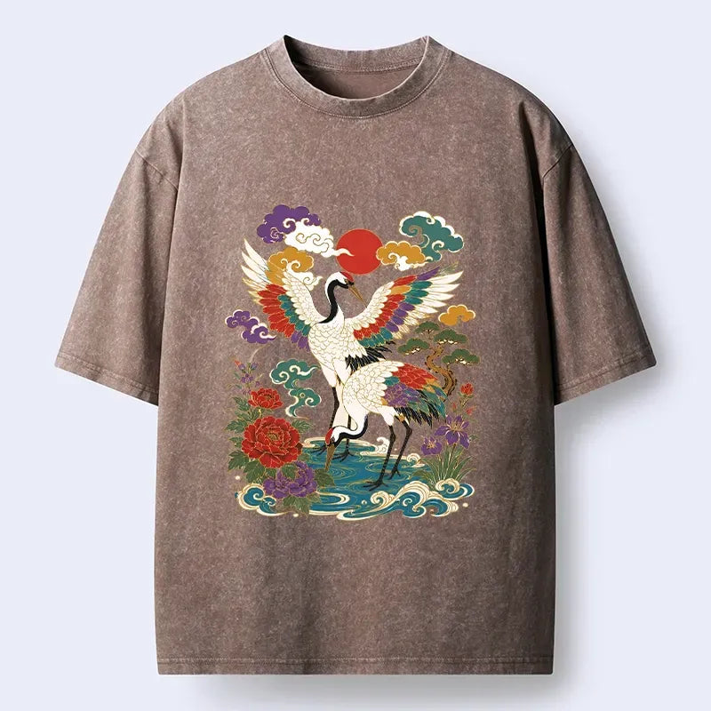 Traditional Japanese Washed T-Shirt for Men