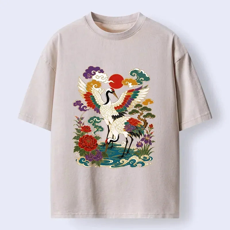 Japanese Cranes Art Print T-Shirt