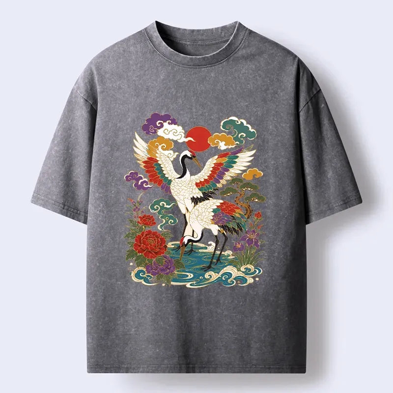 Traditional Japanese Washed T-Shirt for Men