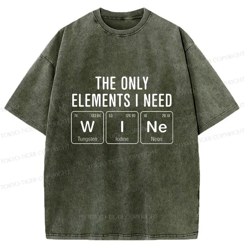 Kyoto-Lion Wine Element Funny Washed T-Shirt