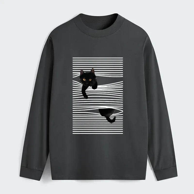 Japanese Cat Long Sleeve T-Shirt for Daily Wear