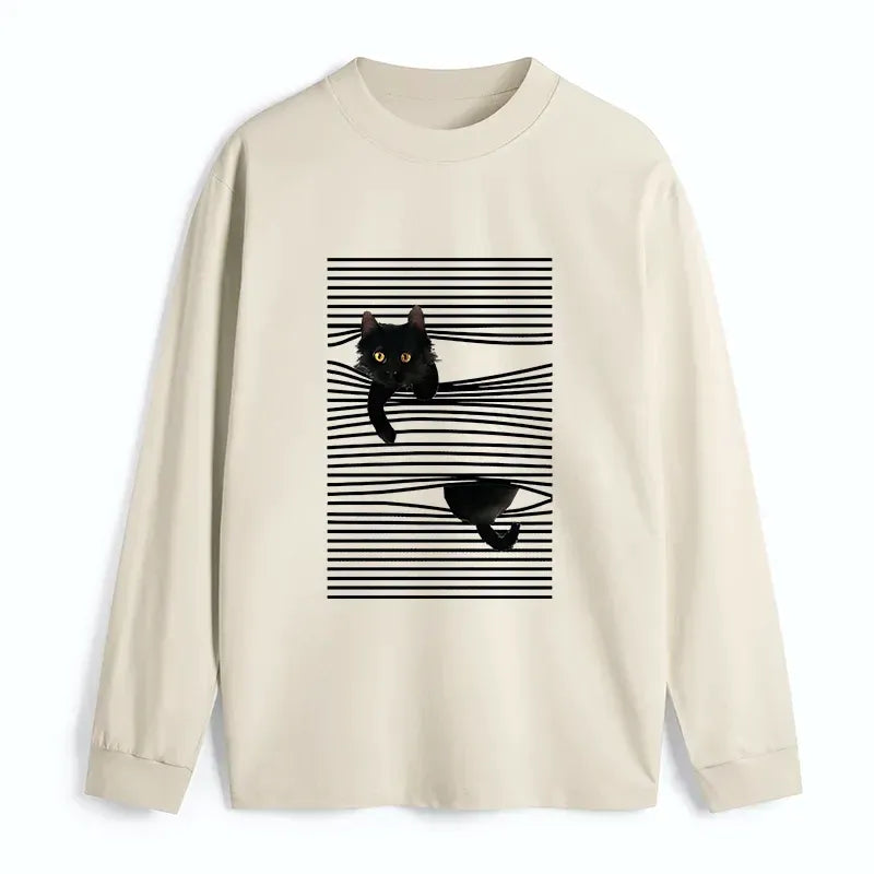 Kyoto-Lion Cat Scratching Curtain Classic Long Sleeve T-Shirt
