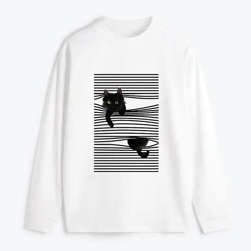 Kyoto-Lion Cat Scratching Curtain Classic Long Sleeve T-Shirt