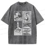 Japanese Vintage Washed T-Shirt for Daily Wear