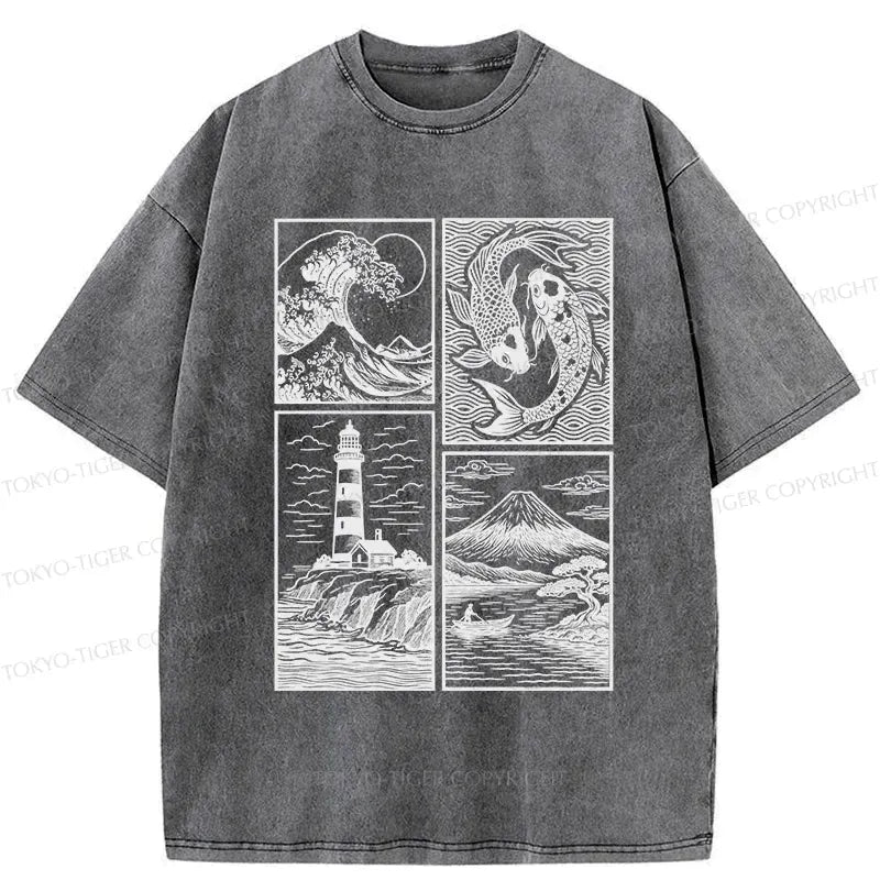 Japanese Vintage Washed T-Shirt for Daily Wear